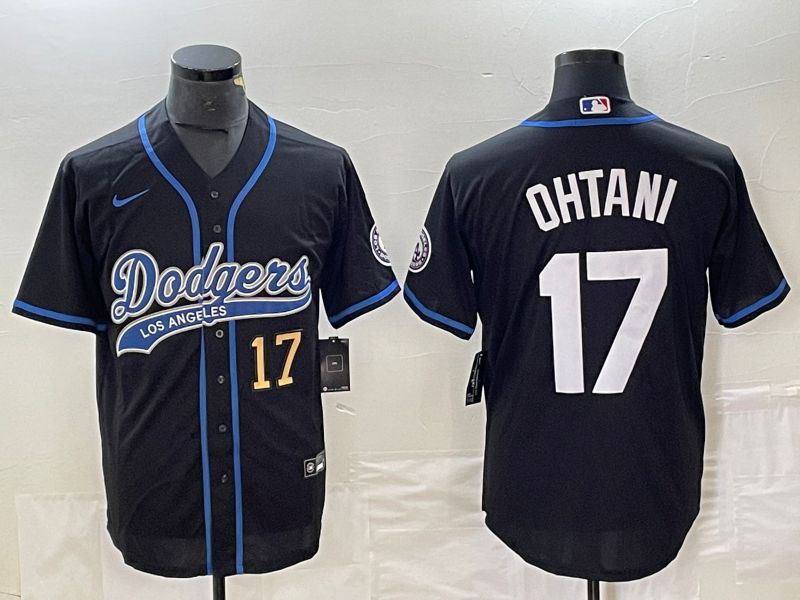 Men Los Angeles Dodgers #17 Ohtani Black Nike Game MLB Jersey style 2->los angeles dodgers->MLB Jersey